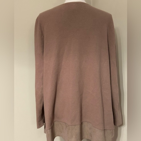 Chico’s Lace-Front Open Cardigan Taupe Sweater - Picture 7 of 13